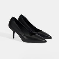 Kadın Siyah Deri Topuklu Klasik Ayakkabı