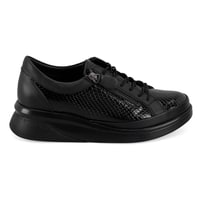 Kadın Siyah DesaComfort Kroko Baskılı Deri Günlük Ayakkabı