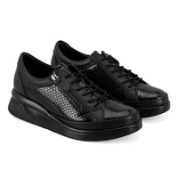 Kadın Siyah DesaComfort Kroko Baskılı Deri Günlük Ayakkabı