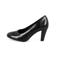 Kadın Siyah DesaComfort Kroko Baskılı Deri Klasik Ayakkabı