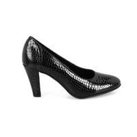 Kadın Siyah DesaComfort Kroko Baskılı Deri Klasik Ayakkabı