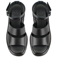 Kadın Siyah Dolgu Tabanlı Deri Sandalet