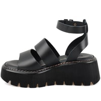 Kadın Siyah Dolgu Tabanlı Deri Sandalet