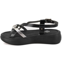 Kadın Siyah Dolgu Tabanlı Deri Sandalet