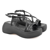 Kadın Siyah Dolgu Tabanlı Sandalet