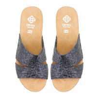 Kadın Siyah Dolgu Topuklu Deri Terlik