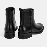 Kadın Siyah Fermuarlı Deri Bot