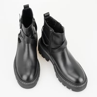 Kadın Siyah Fermuarlı Deri Bot