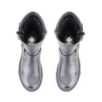 Kadın Siyah Fermuarlı Deri Bot