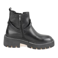 Kadın Siyah Fermuarlı Deri Bot