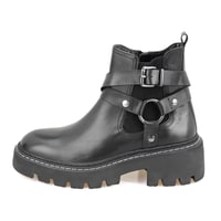 Kadın Siyah Fermuarlı Deri Bot
