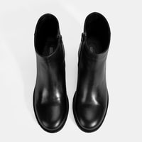 Kadın Siyah Fermuarlı Topuklu Deri Bot