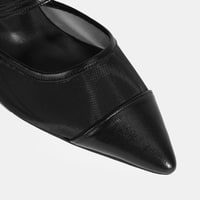 Kadın Siyah Fileli Deri Topuklu Terlik