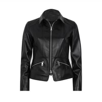 Kadın Siyah Fit Deri Ceket
