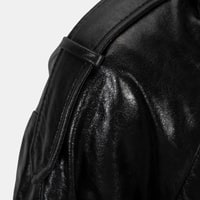 Kadın Siyah Gömlek Yakalı Deri Bomber Ceket