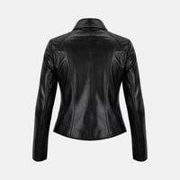 Kadın Siyah Gömlek Yakalı Fit Deri Ceket