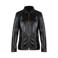 Kadın Siyah Gömlek Yakalı Fit Deri Ceket