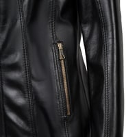 Kadın Siyah Gömlek Yakalı Fit Deri Ceket