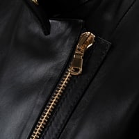 Kadın Siyah Hakim Yakalı Fit Deri Ceket