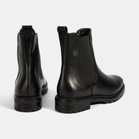 Kadın Siyah Kalın Topuklu Deri Bot