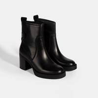 Kadın Siyah Kalın Topuklu Deri Bot