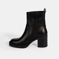 Kadın Siyah Kalın Topuklu Deri Bot