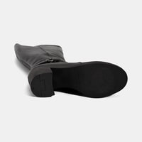 Kadın Siyah Kalın Topuklu Deri Çizme