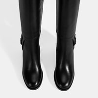 Kadın Siyah Kalın Topuklu Deri Çizme