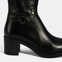 Kadın Siyah Kalın Topuklu Deri Çizme