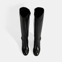 Kadın Siyah Kalın Topuklu Deri Çizme