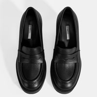 Kadın Siyah Kalın Topuklu Deri Loafer