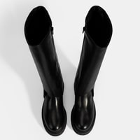 Kadın Siyah Katlama Detaylı Deri Çizme