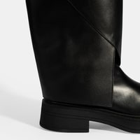 Kadın Siyah Katlama Detaylı Deri Çizme