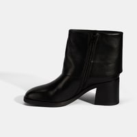 Kadın Siyah Katlama Detaylı Topuklu Deri Bot
