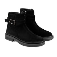 Kadın Siyah Kemer Aksesuarlı Süet Bot