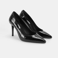 Kadın Siyah Kroko Baskılı Deri Klasik Ayakkabı