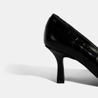 Kadın Siyah Kroko Baskılı Deri Stiletto