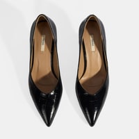 Kadın Siyah Kroko Baskılı Deri Stiletto