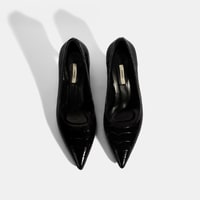 Kadın Siyah Kroko Baskılı Deri Stiletto