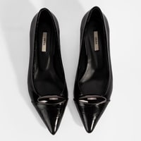 Kadın Siyah Kroko Baskılı Deri Topuklu Ayakkabı