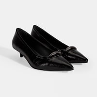 Kadın Siyah Kroko Baskılı Deri Topuklu Ayakkabı