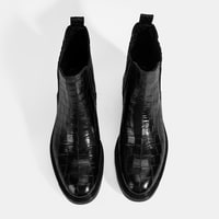 Kadın Siyah Kroko Baskılı Lastikli Deri Bot