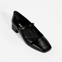 Kadın Siyah Kroko Baskılı Mary Jane Günlük Ayakkabı