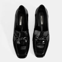 Kadın Siyah Kroko Baskılı Topuklu Rugan Loafer