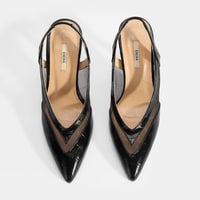 Kadın Siyah Kroko Desenli Fileli Abiye Topuklu Ayakkabı