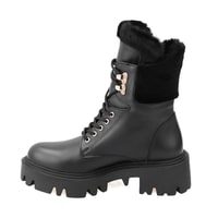 Kadın Siyah Kürk Detaylı Deri Bot