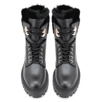 Kadın Siyah Kürk Detaylı Deri Bot