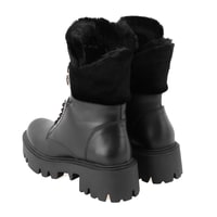 Kadın Siyah Kürk Detaylı Deri Bot