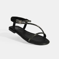 Kadın Siyah Lastik Bantlı Taşlı Sandalet