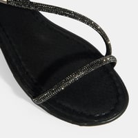 Kadın Siyah Lastik Bantlı Taşlı Sandalet